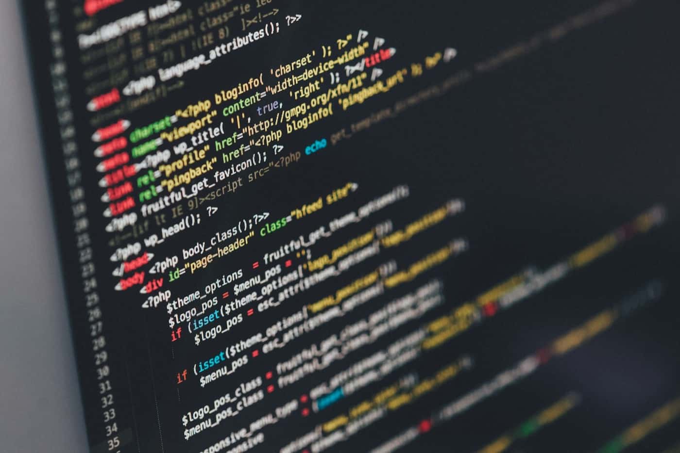 Source code on a laptop screen