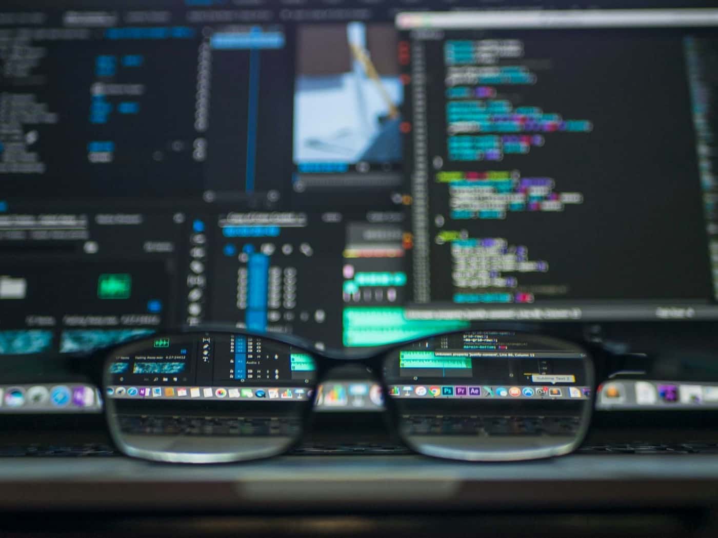 Code reflected in glasses